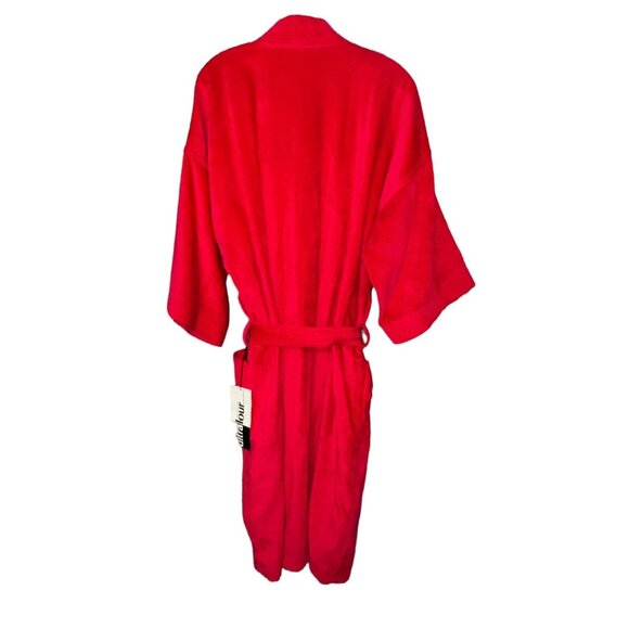 Pierre Cardin Mens Red Ultra lour Thick Terry Cloth Bathrobe One Size - Picture 4 of 6